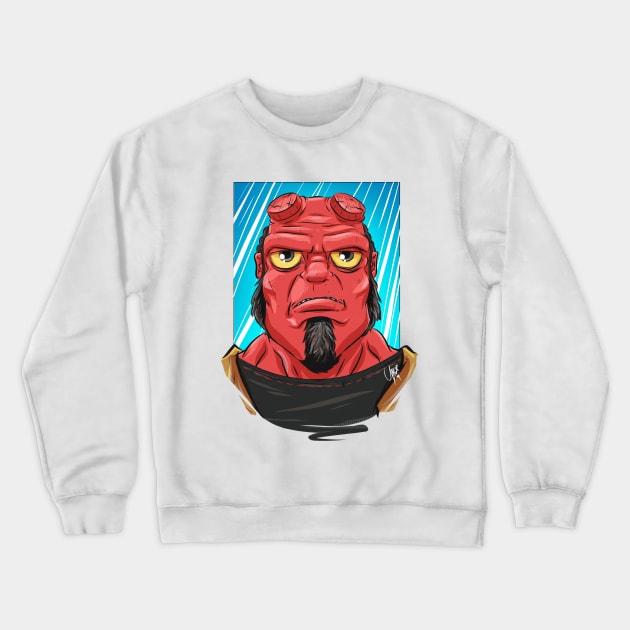 Pop Culture Caricature #10 - Hellboy Crewneck Sweatshirt by yazgar